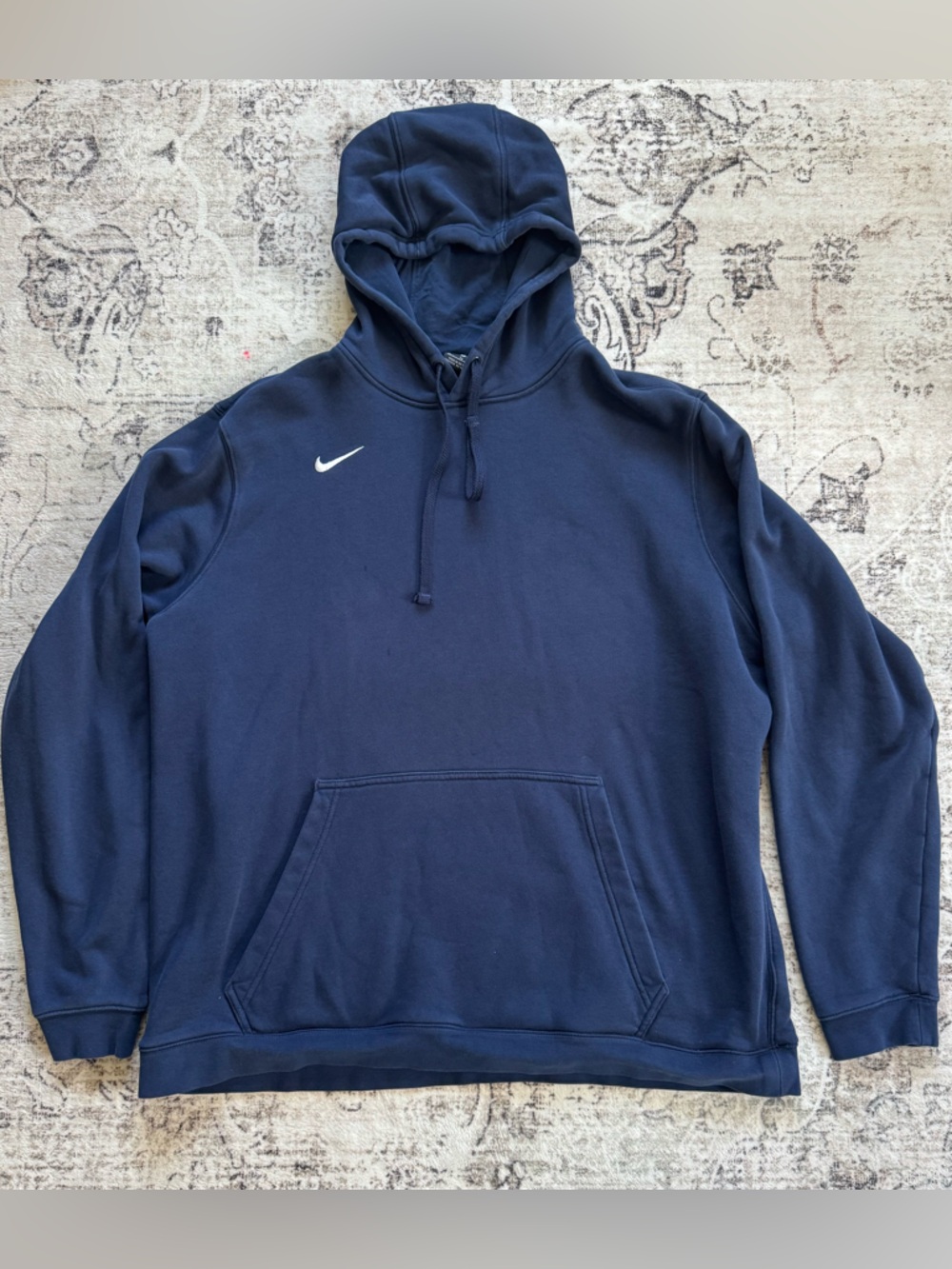 Nike Navy Blue Pullover Hoodie with White Swoosh